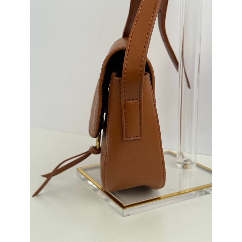 JJ Winters Ivy Crossbody Bag Cognac Leather Saddle Gold Ring - Picture 5 of 12